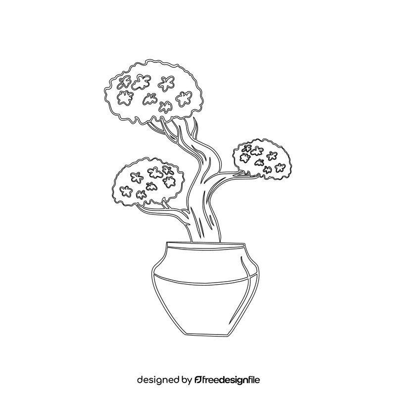 Tree in Pot black and white clipart