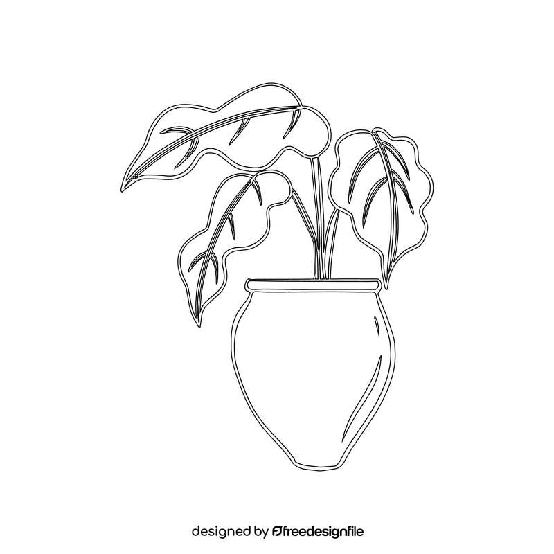 Fiddle Leaf Fig black and white clipart