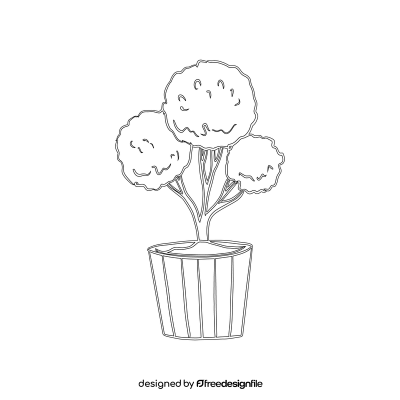 Tree in Pot black and white clipart