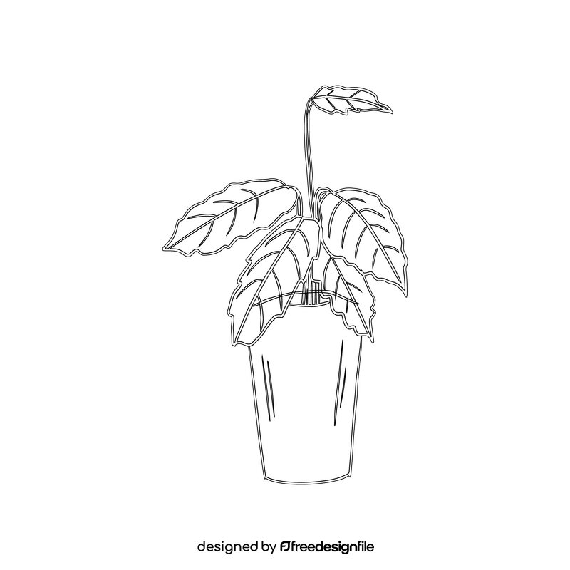 Potted Plant black and white clipart