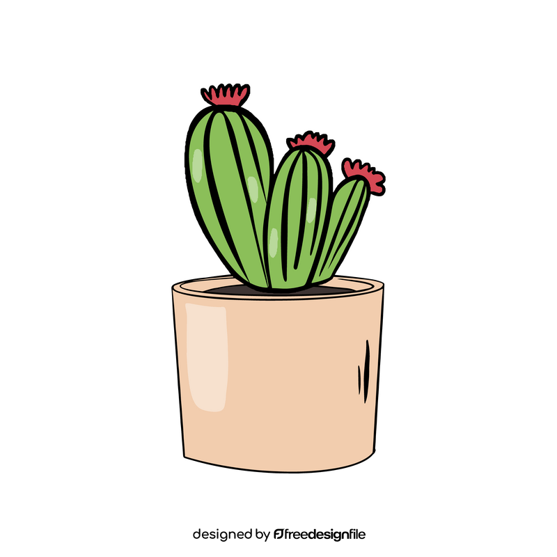 Cactus with Red Flower on Top clipart vector free download