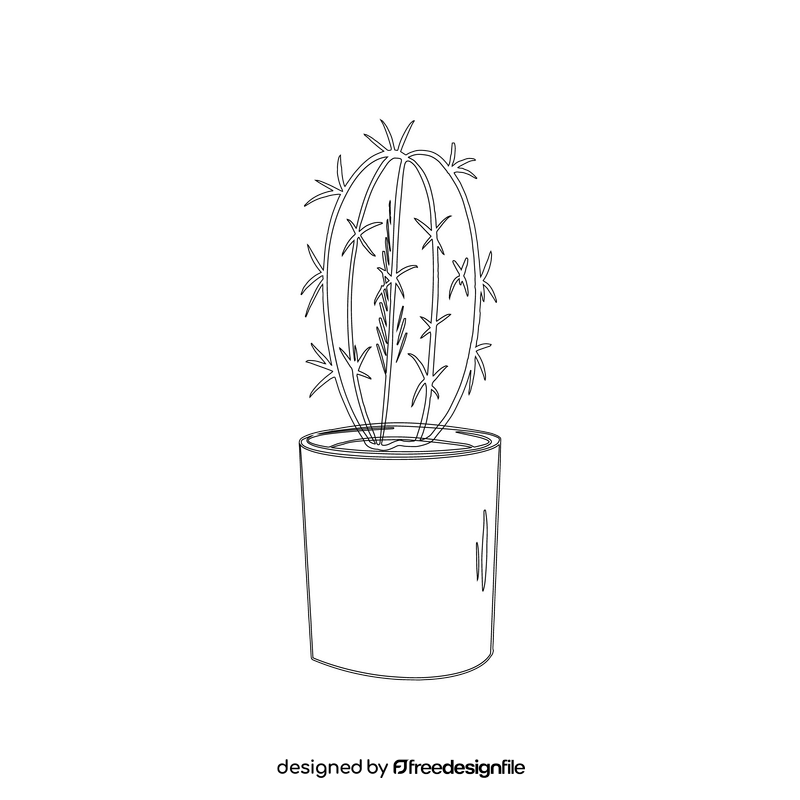 Cactus black and white clipart