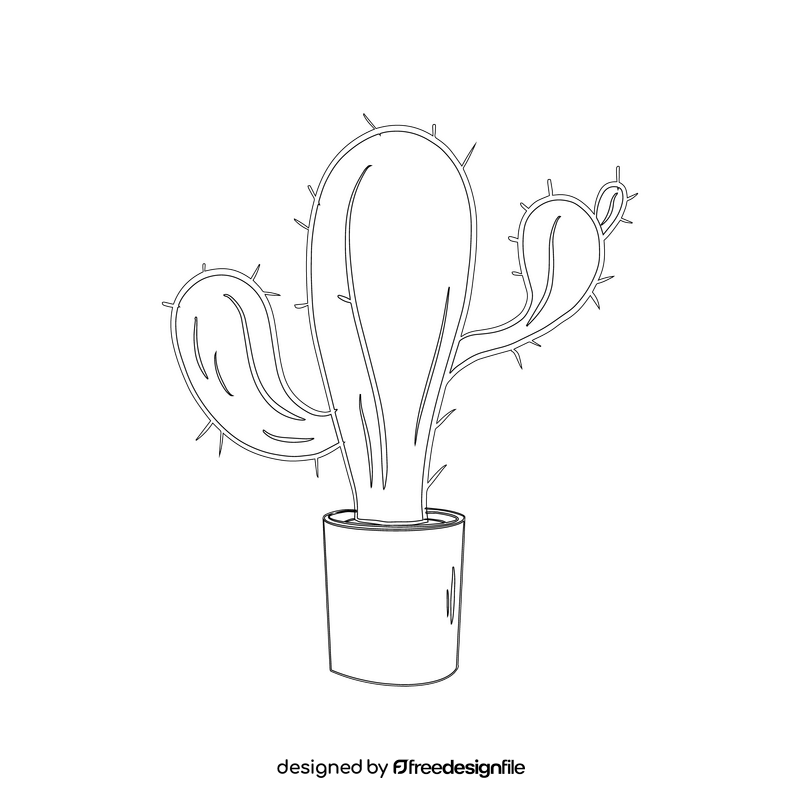 Blue Candle Cactus black and white clipart