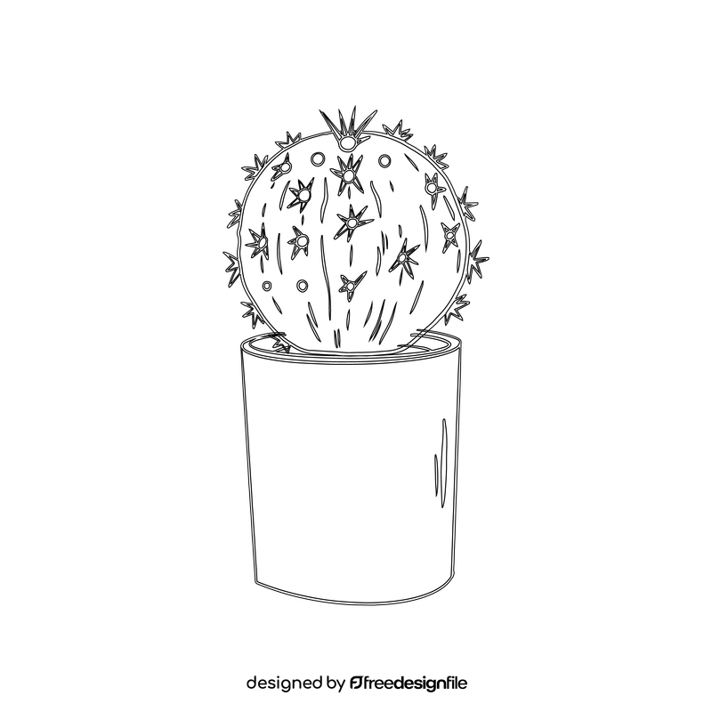 Barrel Cactus black and white clipart