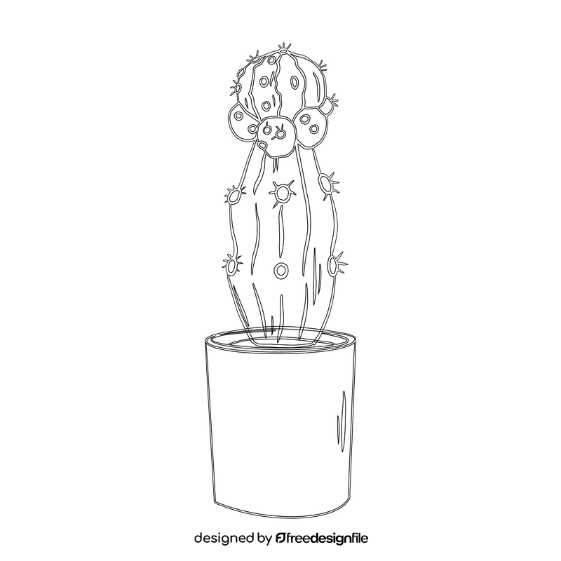 Red Cap Cactus black and white clipart