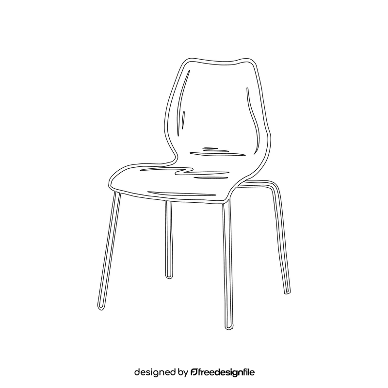 Plastic Chair with Metal Legs black and white clipart