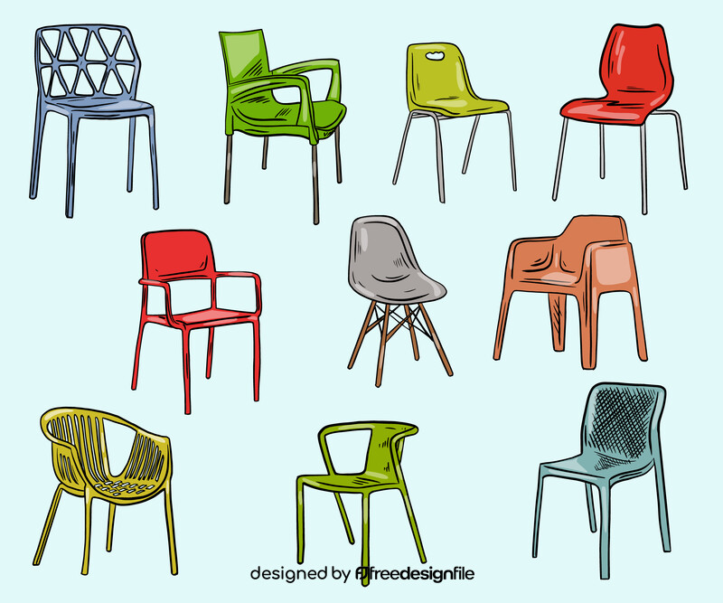 Set of Plastic Chairs vector