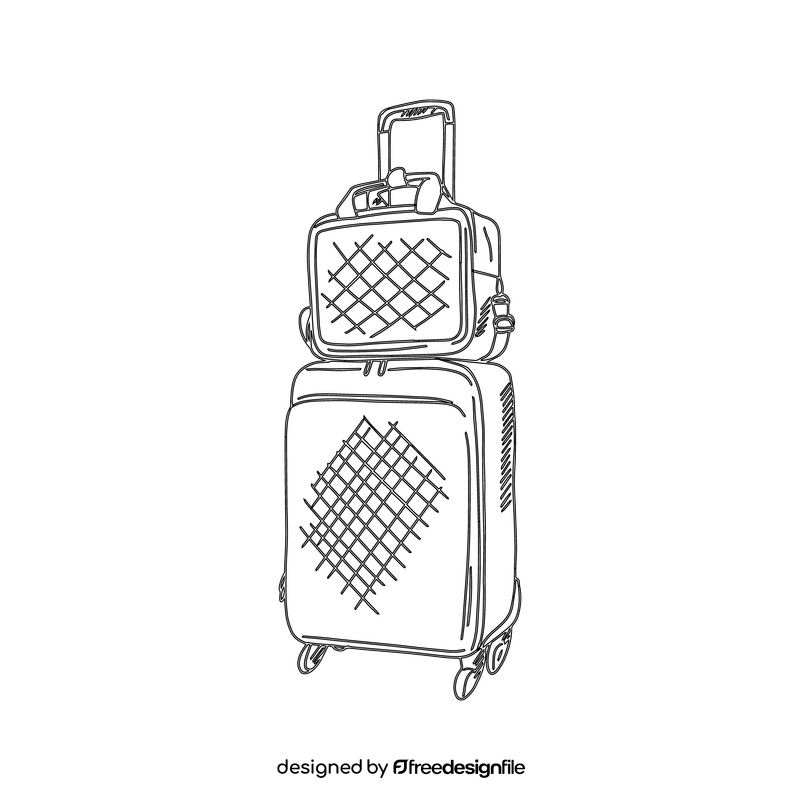 Red Large Suitcase black and white clipart