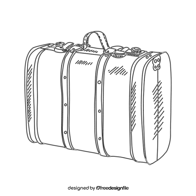 Vintage Suitcase black and white clipart