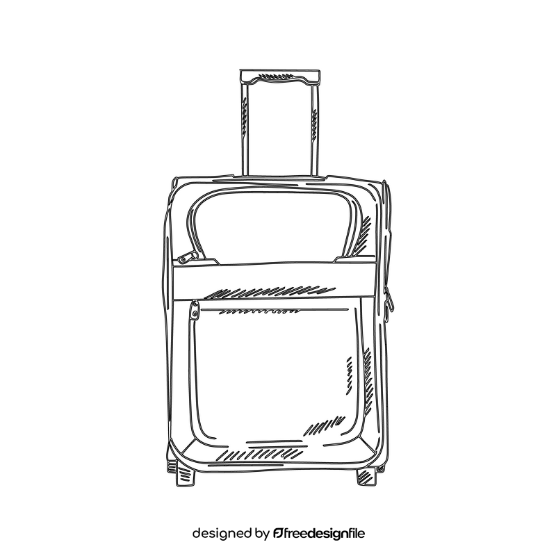 Blue Suitcase black and white clipart