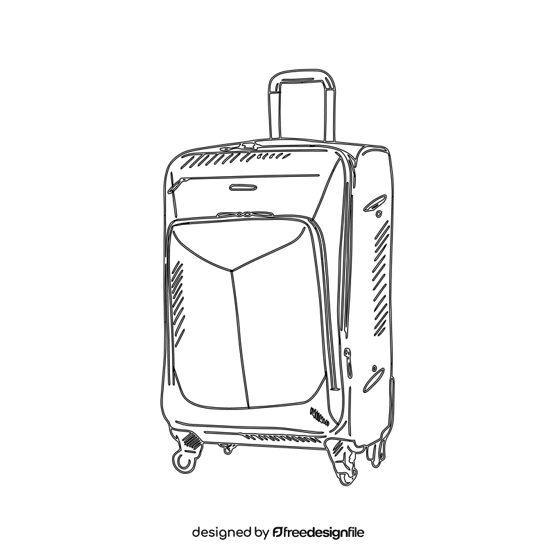 Suitcase black and white clipart