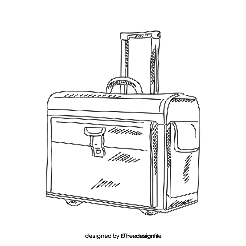 Suitcase black and white clipart