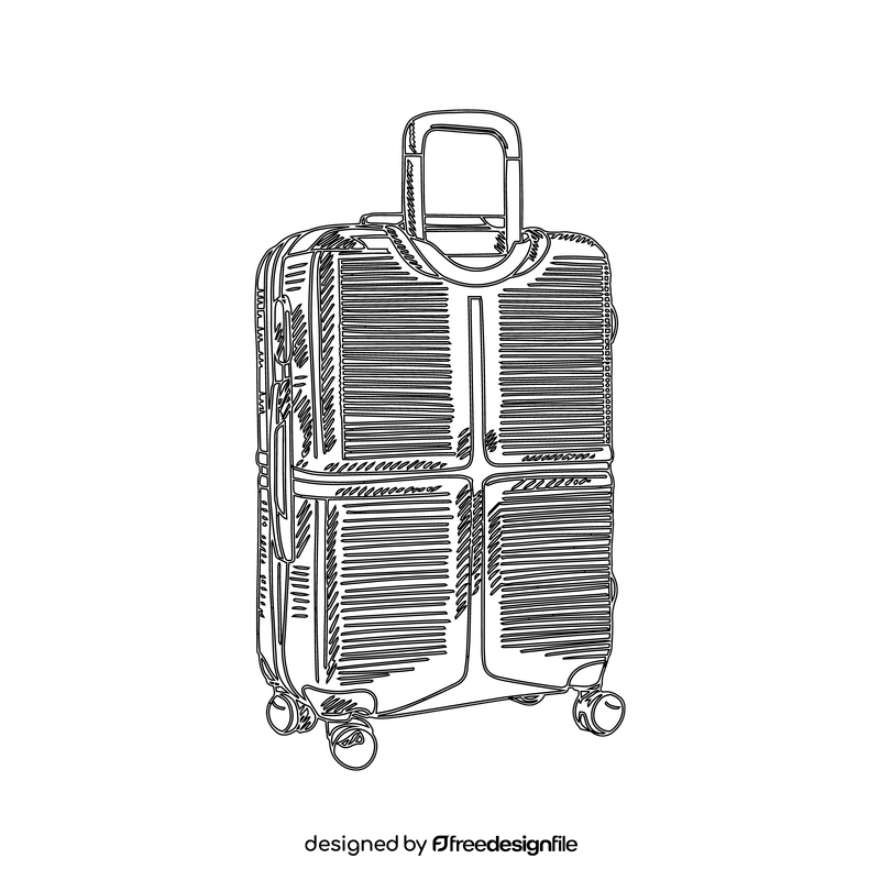Suitcase black and white clipart