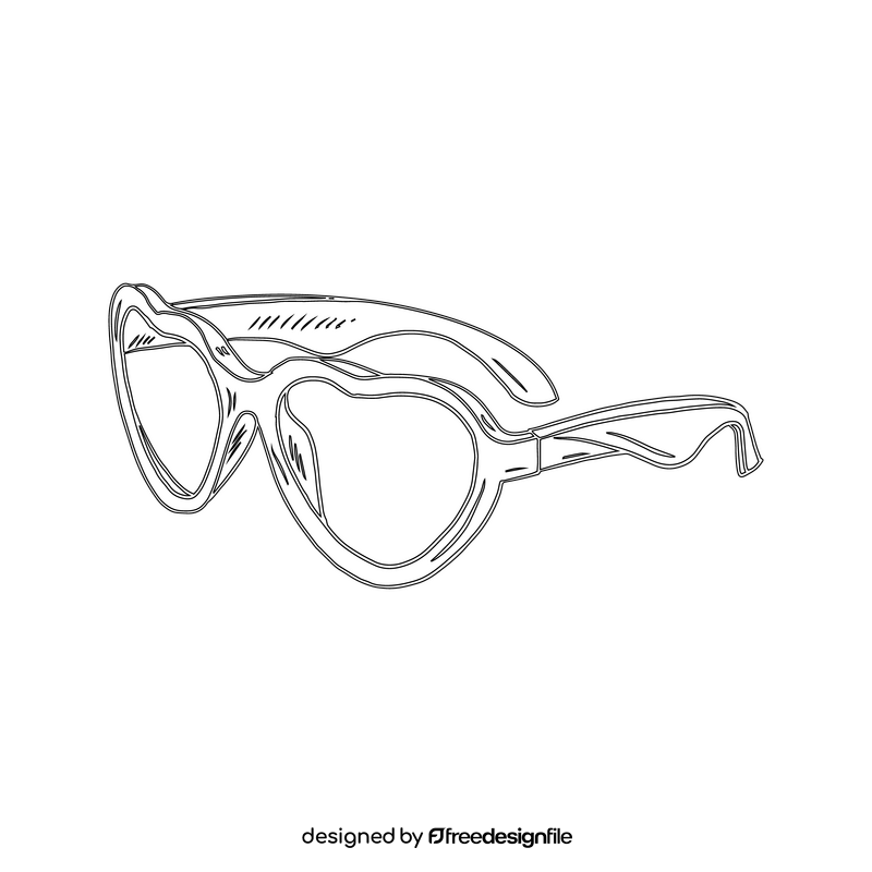 Heart Shaped Sunglasses black and white clipart