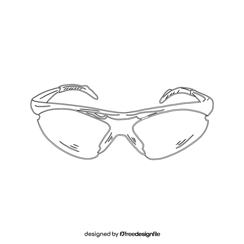 Sport Sunglasses black and white clipart