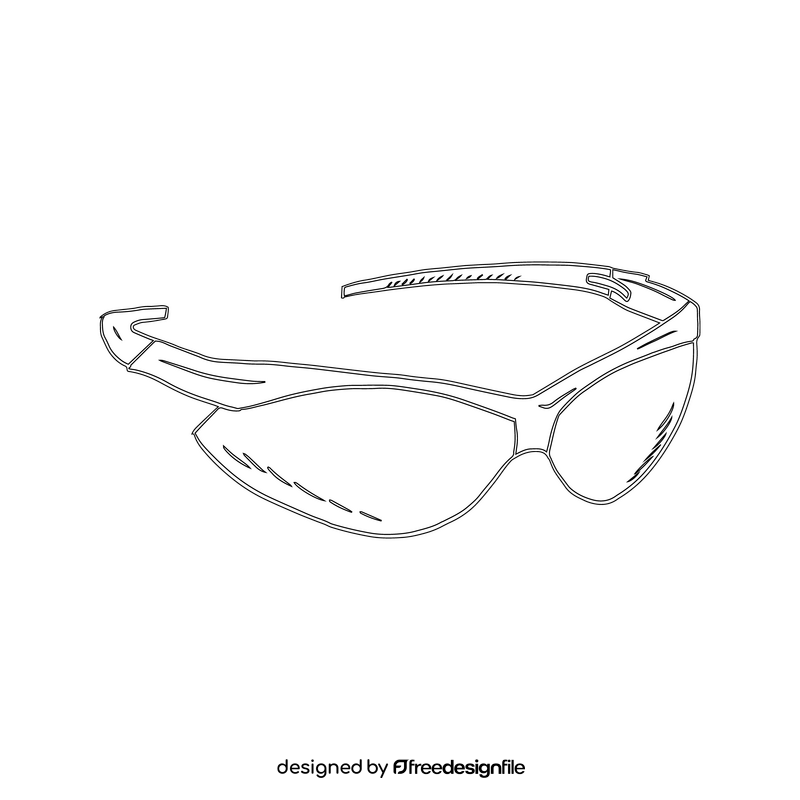 Sport Sunglasses black and white clipart