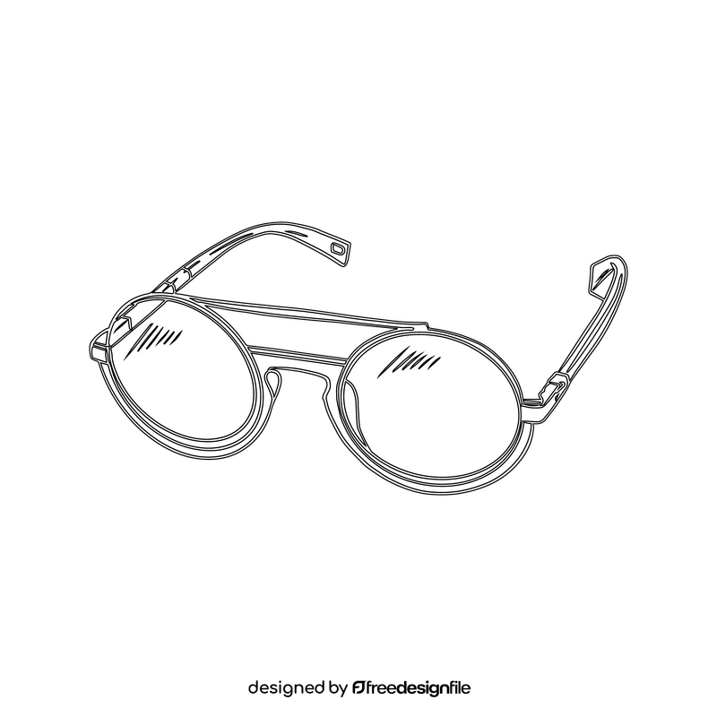 Round Sunglasses black and white clipart