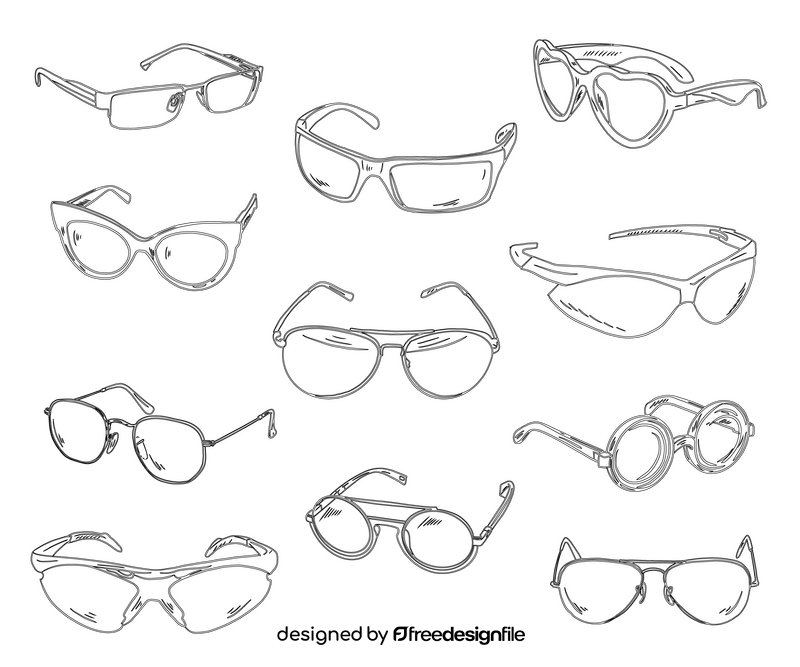 Collection of Sunglasses black and white vector