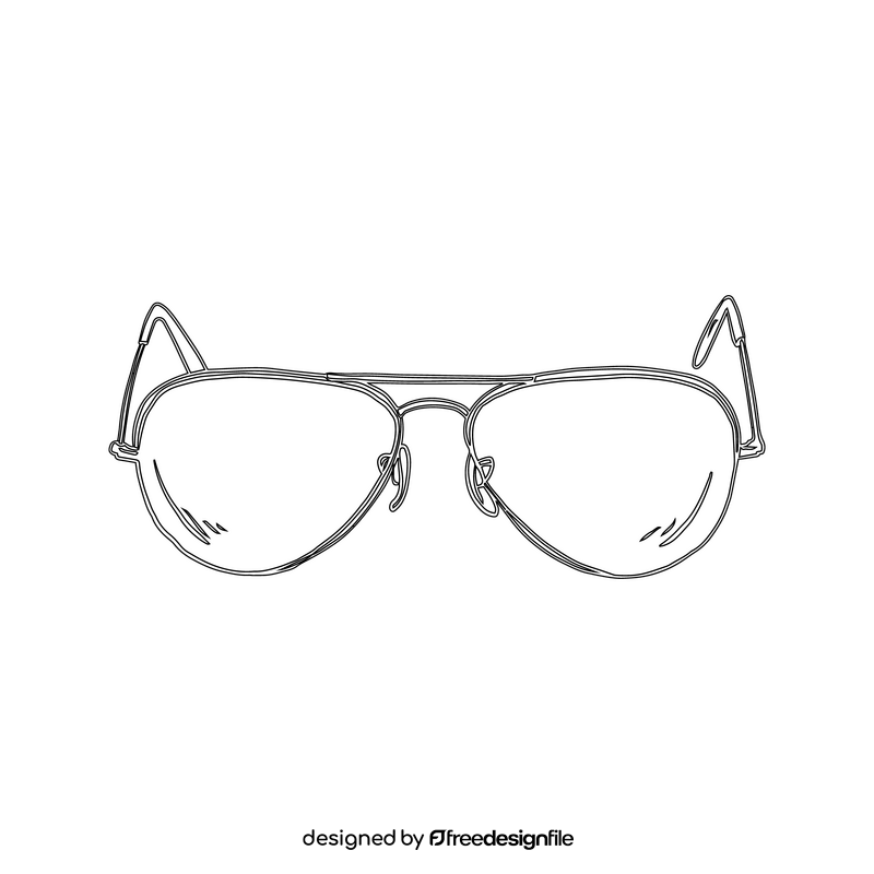 Black Aviator Sunglasses black and white clipart