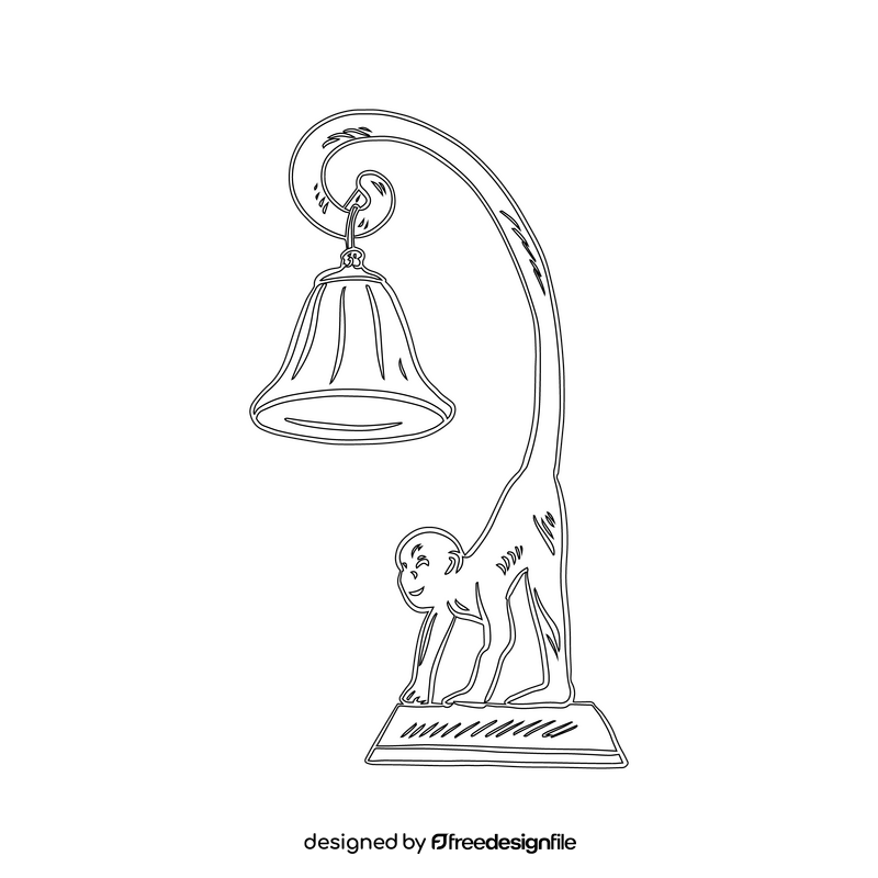 Monkey Table Lamp black and white clipart