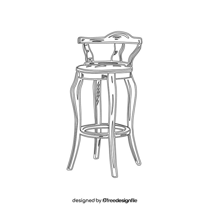 Classic Bar Stool black and white clipart