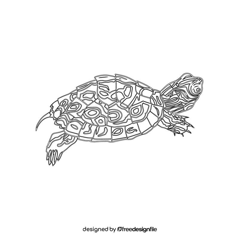 Western Painted Turtle black and white clipart