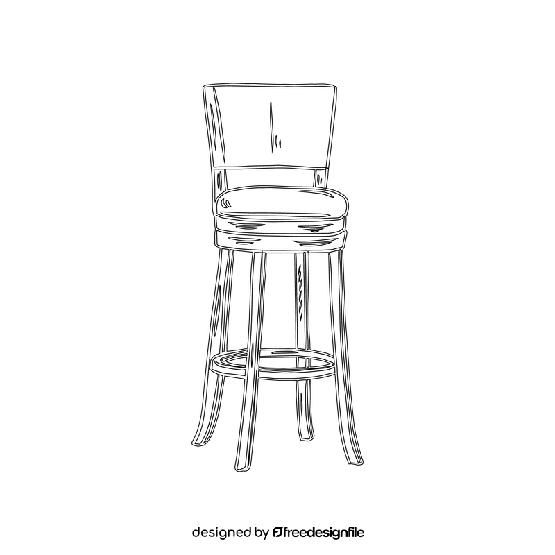 Cafe Bar Stool black and white clipart