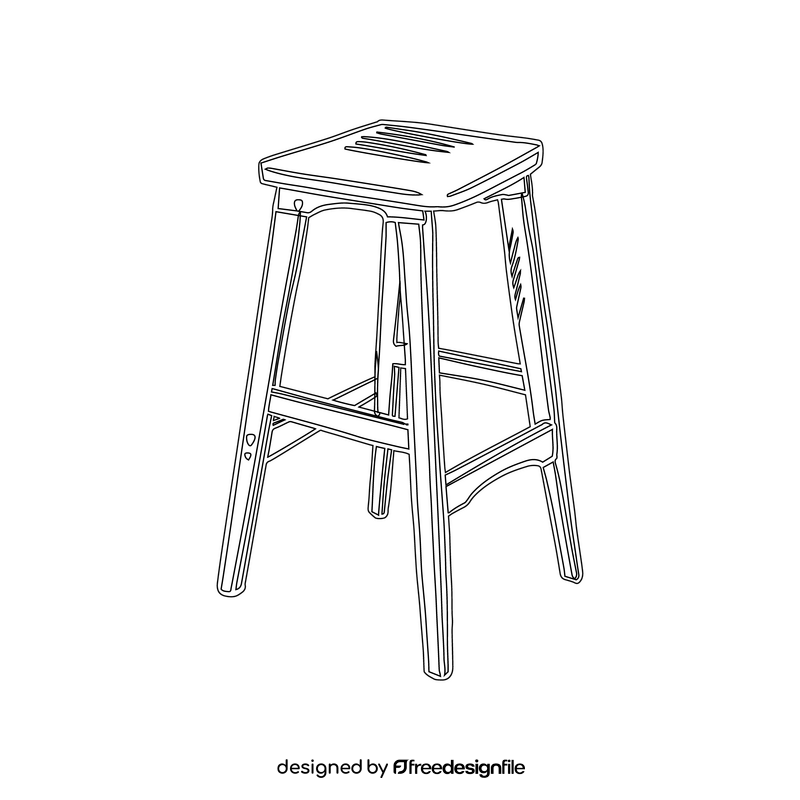 Wooden Bar Stool black and white clipart