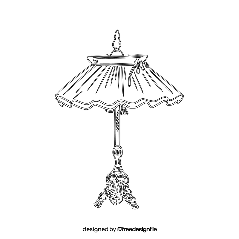 Vintage Table Lamp black and white clipart