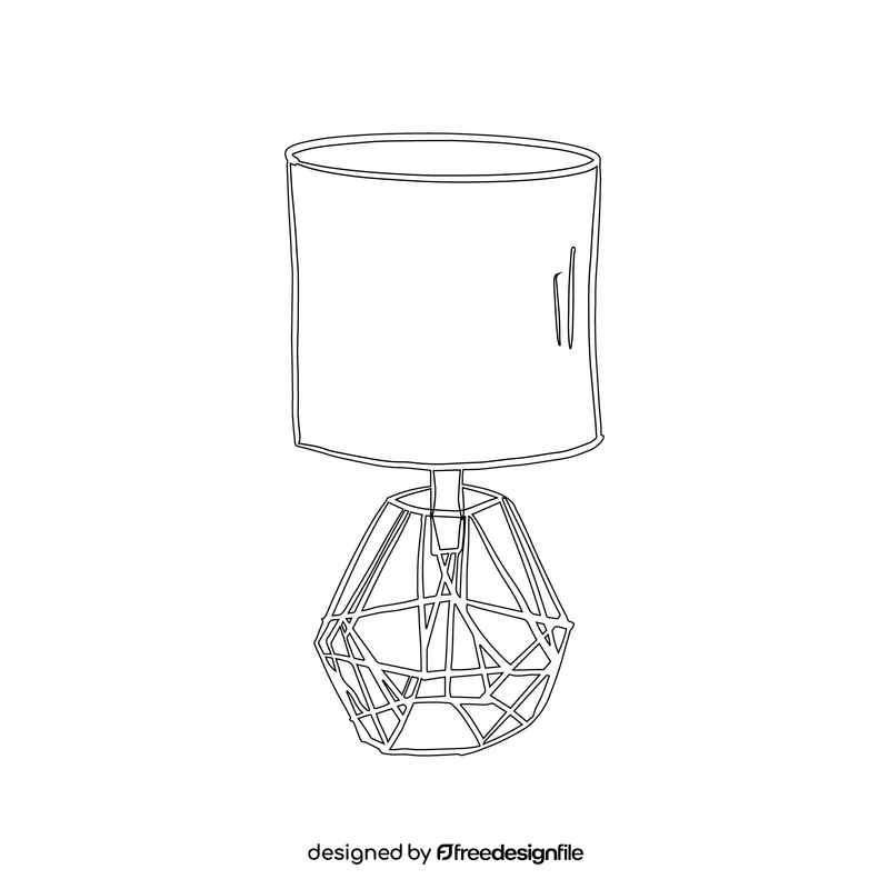 Drum Table Lamp black and white clipart