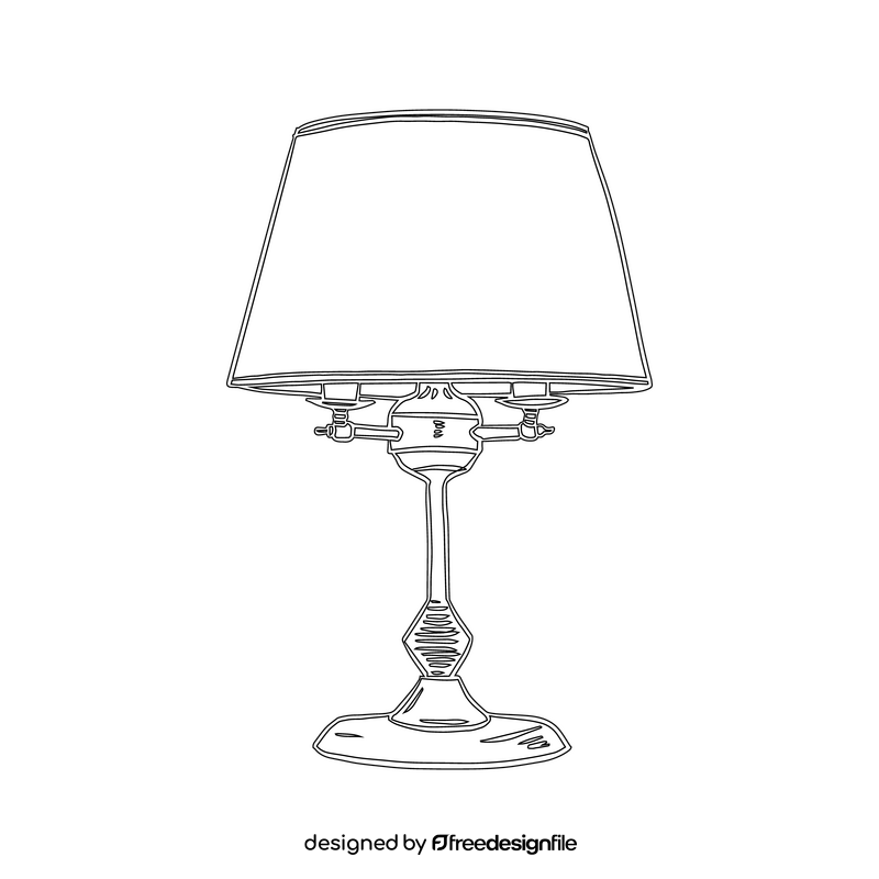 Classic Cone Table Lamp with Two Bulbs black and white clipart