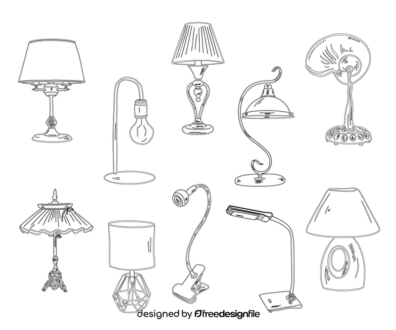 Table Lamps black and white vector