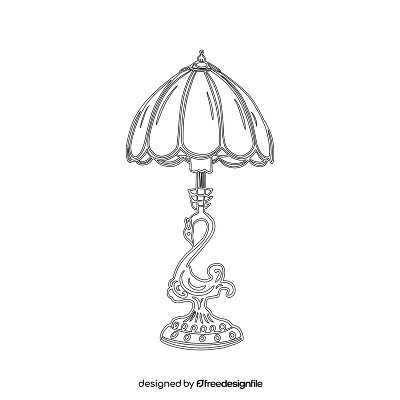 Stained Glass Table Lamp black and white clipart