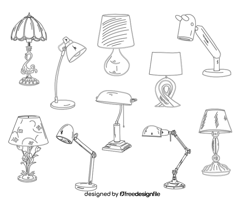Table Lamps black and white vector