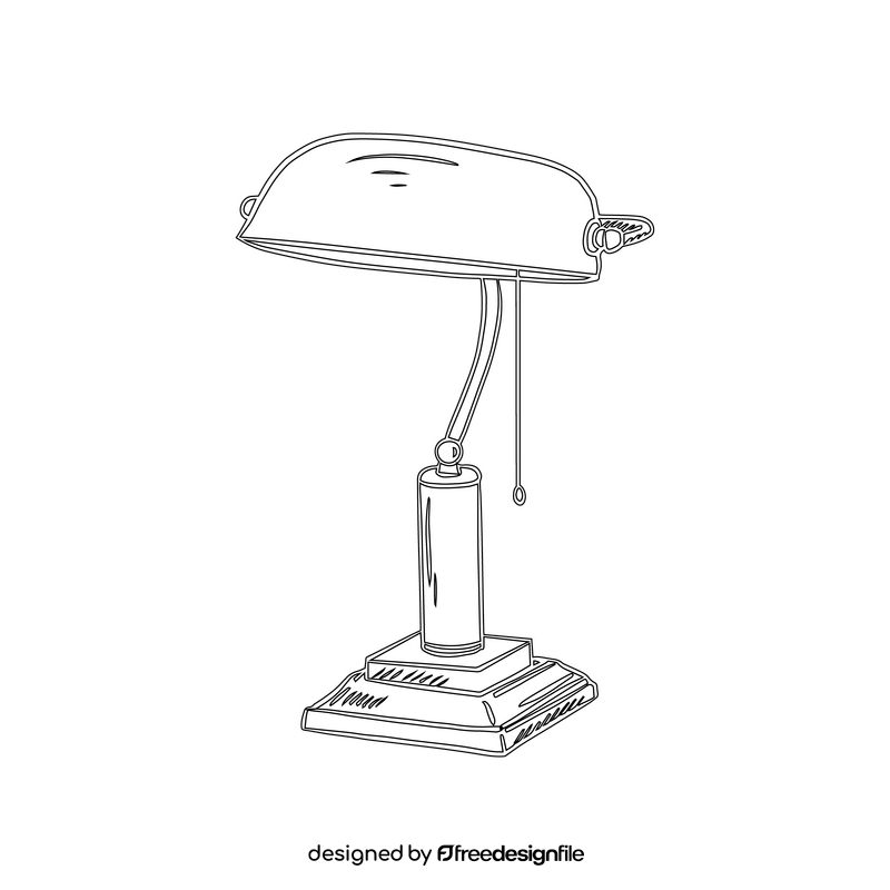 Bank Table Lamp black and white clipart