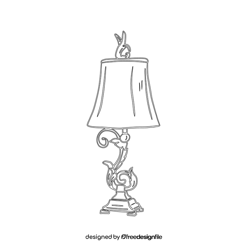 Vintage Table Lamp black and white clipart