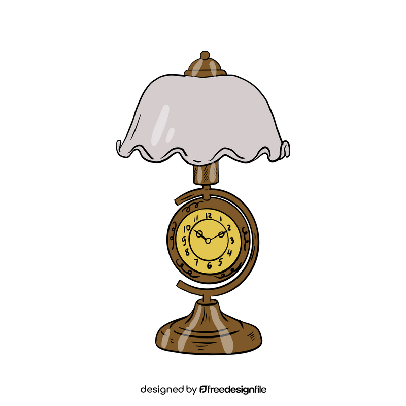 Vintage Table Lamp with Clock clipart