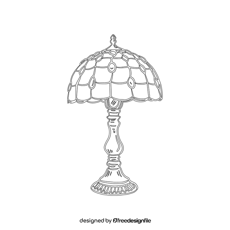 Stained Glass Table Lamp black and white clipart