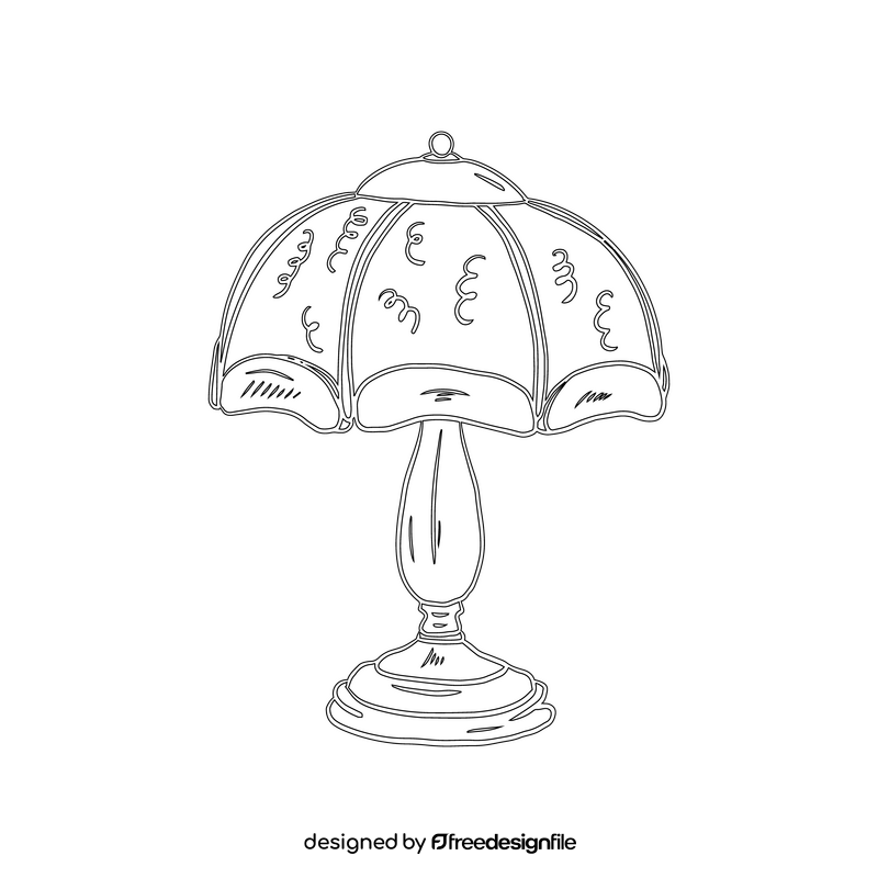Glass Table Lamp black and white clipart