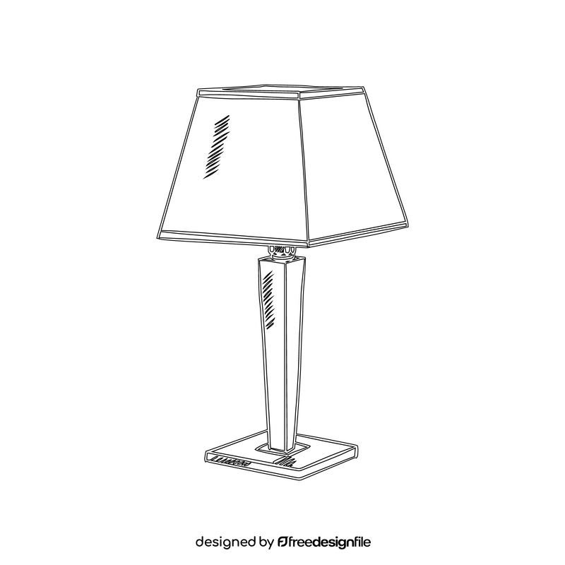 Square Shape Table Lamp black and white clipart