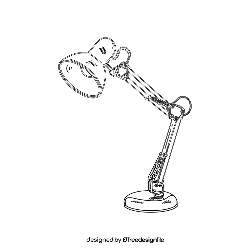 Swing Arm Table Lamp black and white clipart