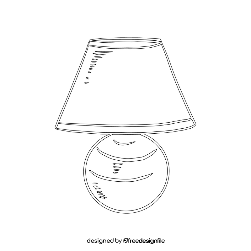 Cottage Table Lamp black and white clipart