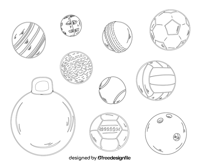 Set of Balls black and white vector