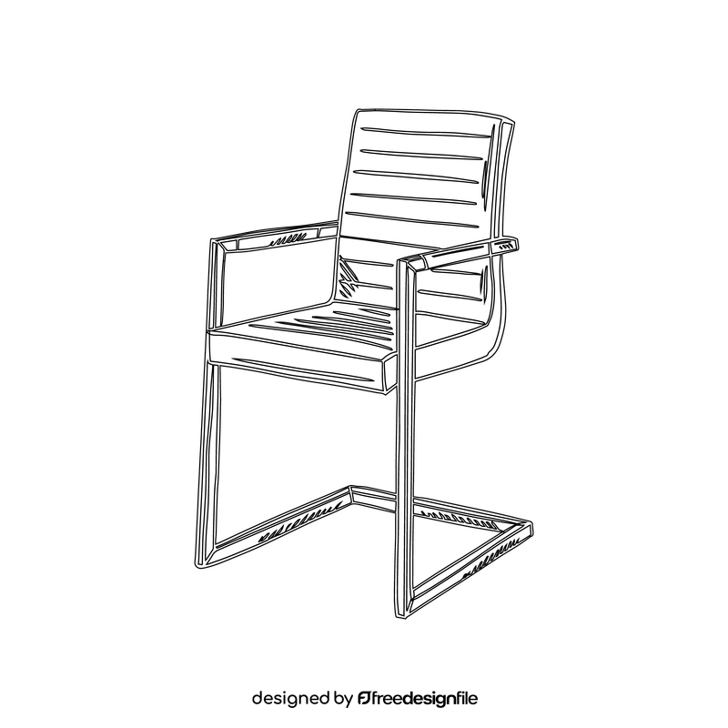 Office Chair Without Wheels black and white clipart