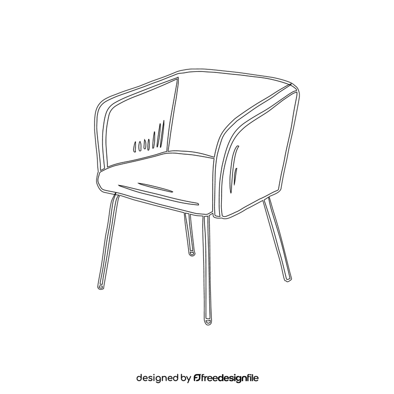 Lambert Chair with Metal Frame black and white clipart