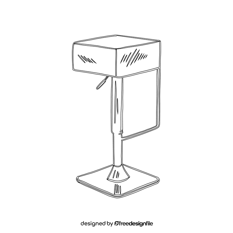 Vinyl Adjustable Height Barstool with Square Seat black and white clipart
