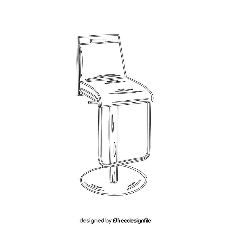 Vinyl Adjustable Bar Stool with Back black and white clipart