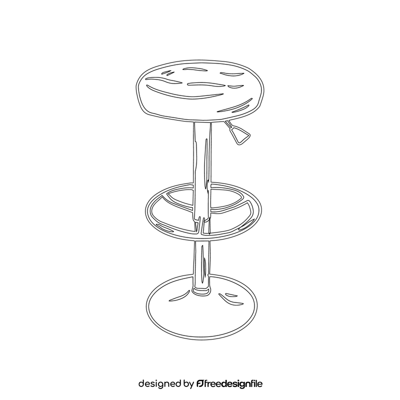 Pedestal Bar Stool black and white clipart