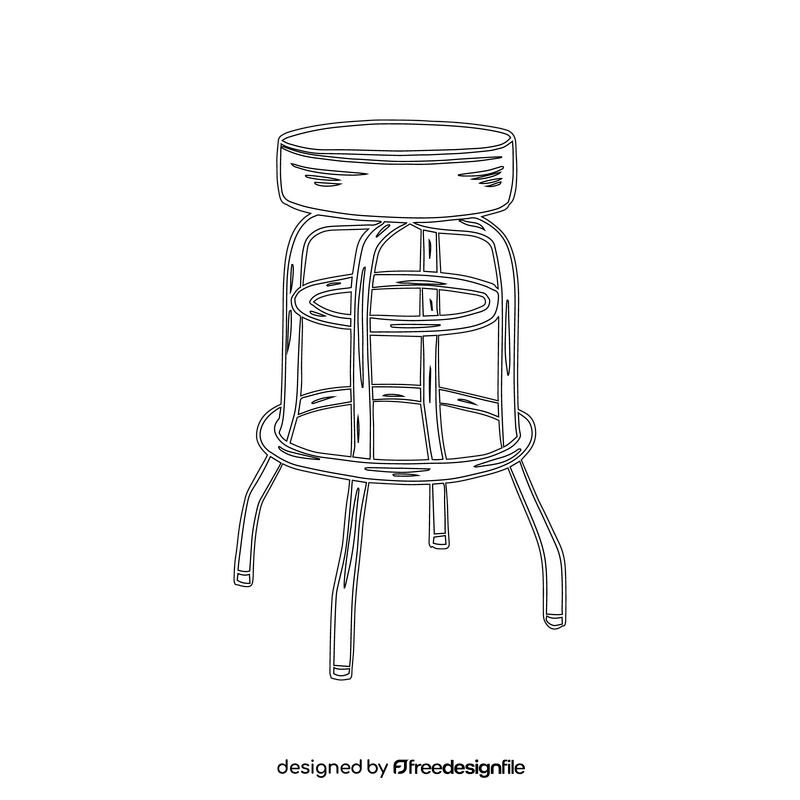 Vinyl Bucket Stool black and white clipart