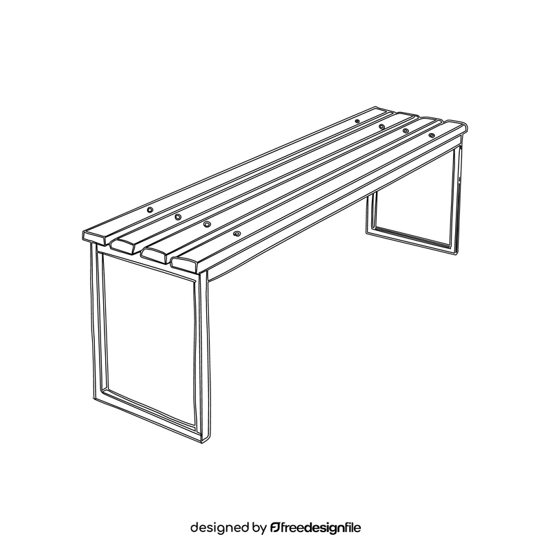 Backless Bench black and white clipart